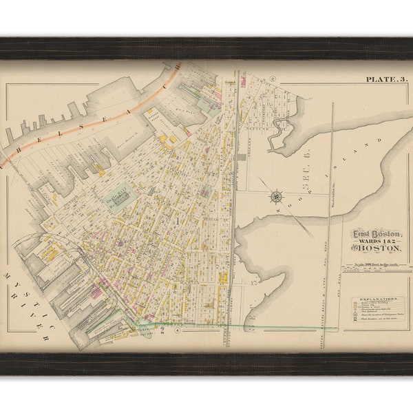 EAST BOSTON, Massachusetts 1882 Map - Replica or Genuine ORIGINAL - Wood Island