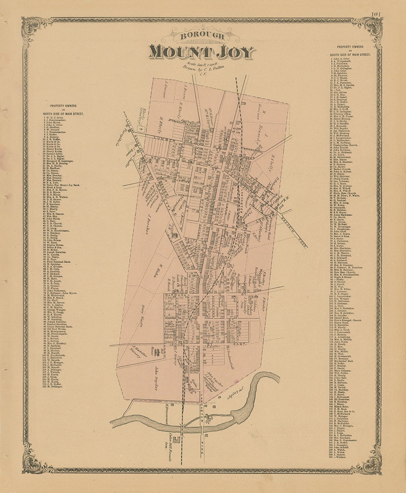 Mount Joy Pennsylvania 1875 Map Replica or GENUINE ORIGINAL Etsy
