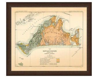 MARTHA'S VINEYARD, Massachusetts Map of Surface Geology 1886