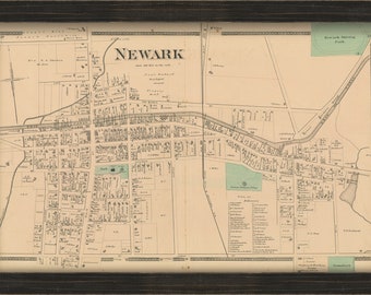 Village of NEWARK, New York 1874 Map, Replica and GENUINE ORIGINAL