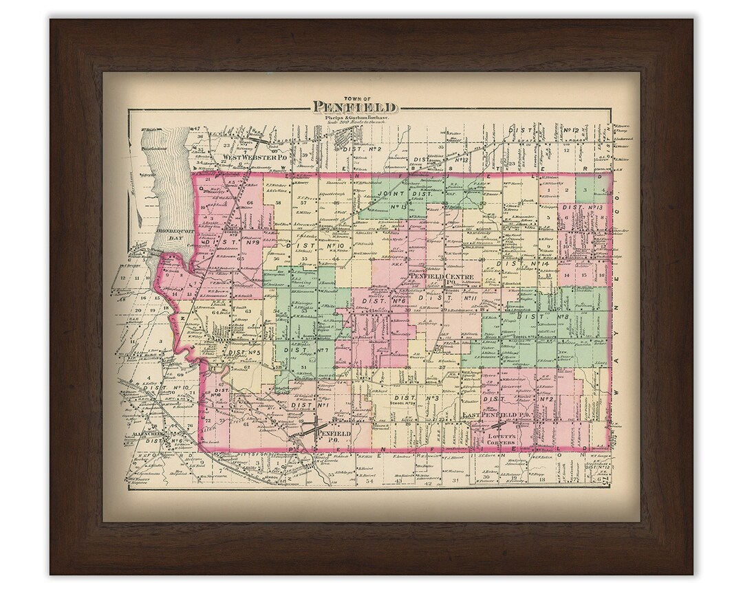 Town of PENFIELD, New York 1872 Map Etsy