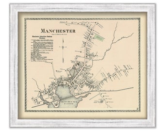 Village of MANCHESTER by the SEA, Massachusetts 1872 Map - Replica or Genuine Original