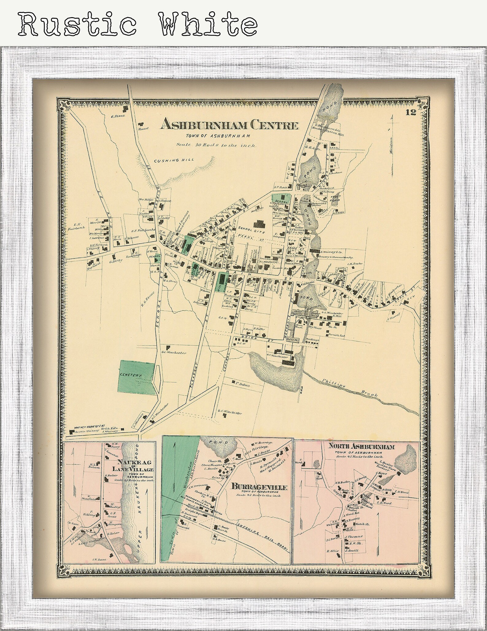 Village of ASHBURNHAM Massachusetts 1870 Map Etsy