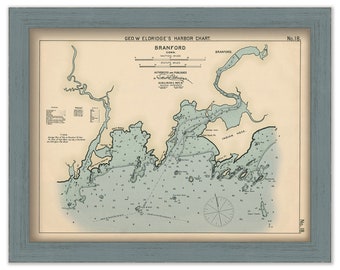 BRANFORD, Connecticut - Nautical Chart by George W. Eldridge - Colored Version