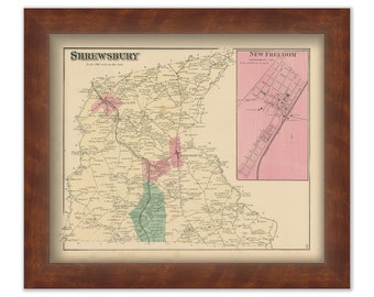 SHREWSBURY, Pennsylvania 1876 Map - Replica or Genuine ORIGINAL