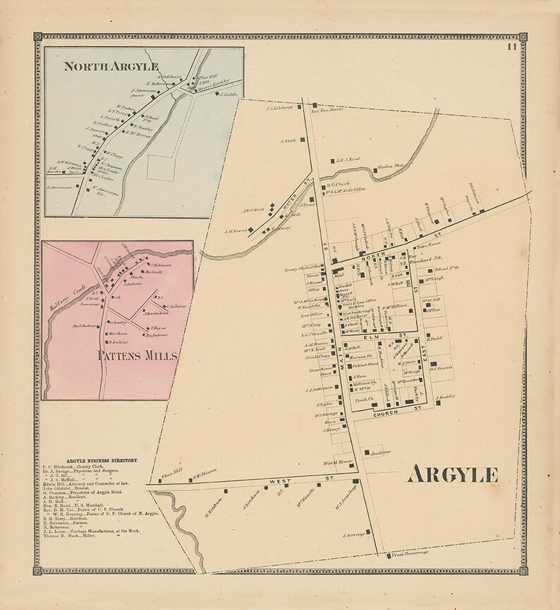 Village of ARGYLE New York 1866 Map Etsy