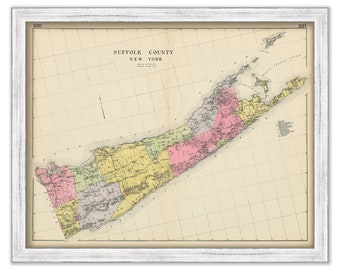 SUFFOLK County, New York 1912 Map, Replica or GENUINE ORIGINAL
