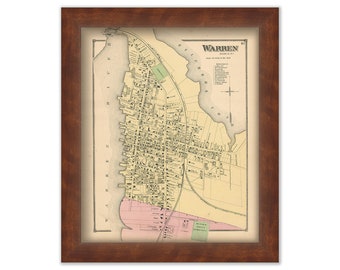 Village of WARREN, Rhode Island 1870 Map