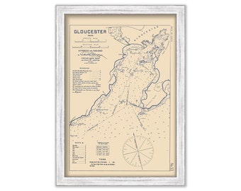 GLOUCESTER HARBOR, Massachusetts - 1909 Nautical Chart by George W. Eldridge