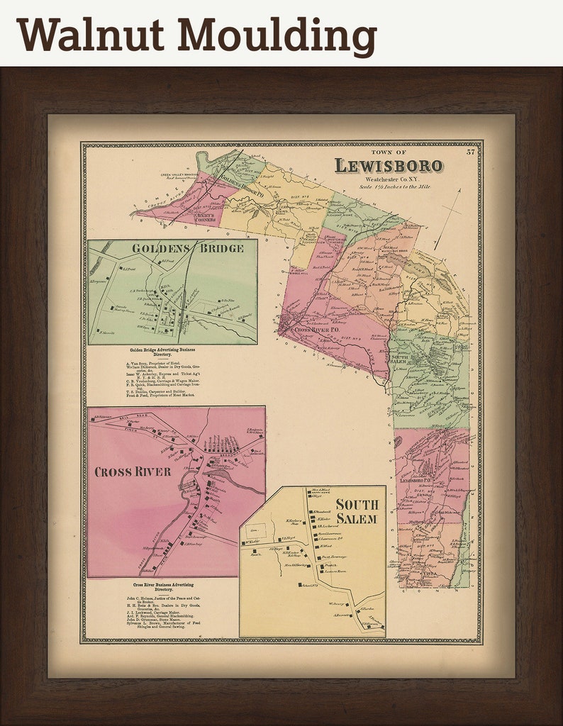 Town of LEWISBORO New York 1868 Map Etsy