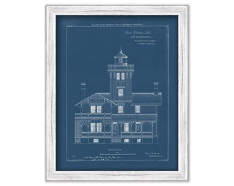 POINT FIRMAN LIGHTHOUSE, San Pedro, California - Blueprint Drawing and Plan of the Lighthouse as it was in 1875.