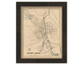 Hyde Park, Massachusetts 1876 Map - Replica or GENUINE ORIGINAL