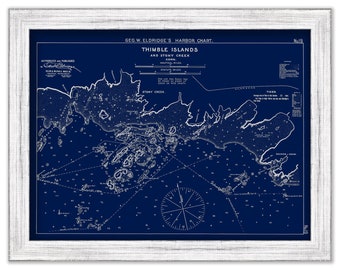 Thimble Islands - Blue Print - Nautical Chart by George W. Eldridge 1901