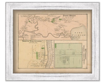 Villages of THETFORD, Vermont 1877 Map - Replica or Genuine Original