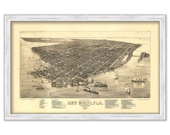 KEY WEST, Florida 1884 Bird's Eye View Map