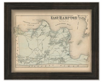 East Hampton, New York 1873 Map, Replica and GENUINE ORIGINAL