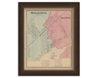 MAMARONECK and RYE NECK, New York 1868 Map