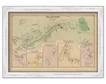 Villages of BRADFORD, CORINTH and BROOKFIELD, Vermont 1877 Map - Replica or Genuine Original