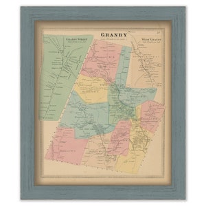 GRANBY, Connecticut, 1869 Map, Replica or GENUINE ORIGINAL