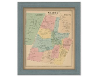 GRANBY, Connecticut, 1869 Map, Replica or GENUINE ORIGINAL