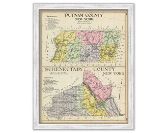 Putnam and Schenectady Counties, New York 1912 Map, Replica or GENUINE ORIGINAL