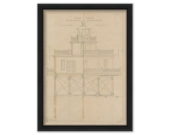 ROANOAKE MARSHES LIGHTHOUSE, North Carolina  - Drawing and Plan of the Lighthouse as it was in 1877