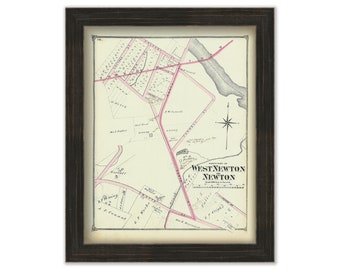 City of NEWTON, WEST NEWTON, Massachusetts 1874 Map