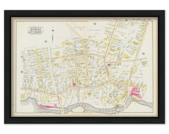 DORCHESTER, Massachusetts 1889 map, Plate 29 -  Lower Mills  - Replica or GENUINE ORIGINAL