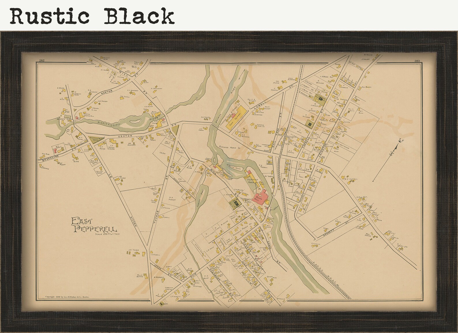 EAST PEPPERELL Massachusetts 1889 Map Replica or Genuine Etsy