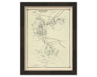 Village of LEXINGTON, Massachusetts 1875 Map - Replica or Genuine ORIGINAL