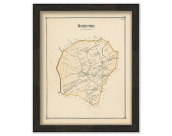 BEDFORD, Massachusetts 1875 Map - Replica or Genuine ORIGINAL