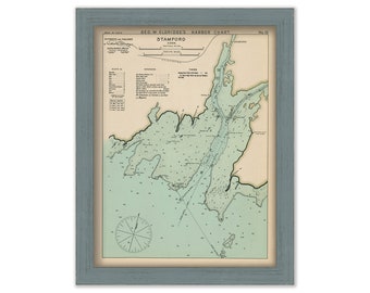 Stamford, Connecticut - Nautical Chart by George W. Eldridge 1901 Colored Version 0309