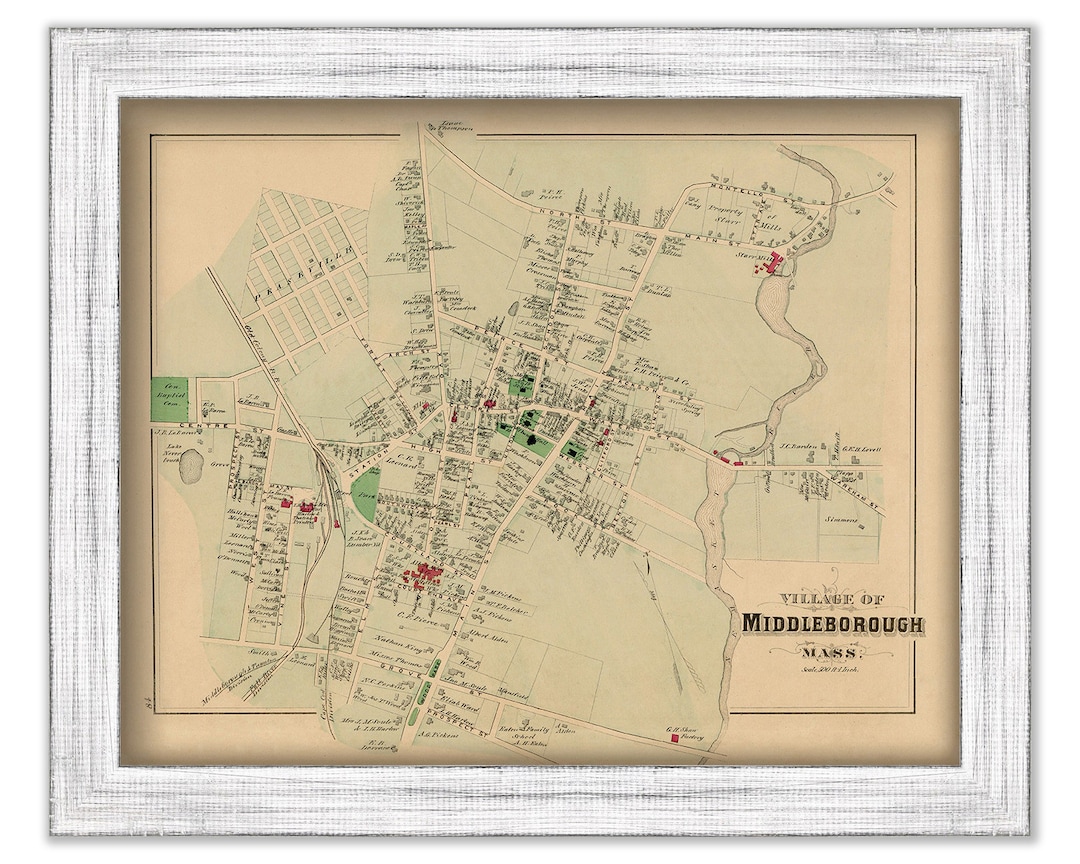 Village of MIDDLEBORO Massachusetts 1879 Map Replica or Etsy