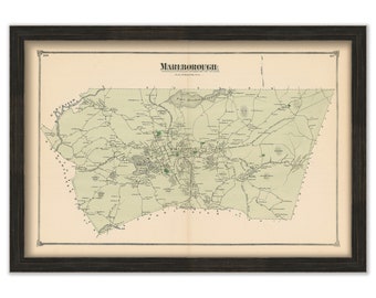 MARLBOROUGH, Massachusetts 1875 Map - Replica or Genuine ORIGINAL