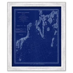 BOOTHBAY HARBOR, Maine  -  1863 Nautical Chart Blueprint