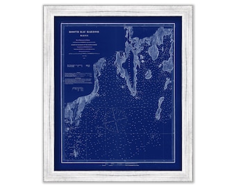 BOOTHBAY HARBOR, Maine  -  1863 Nautical Chart Blueprint