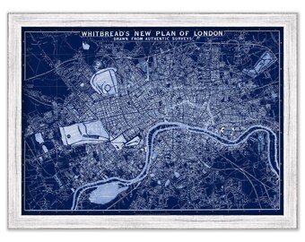 LONDON, ENGLAND 1853 Blueprint Map
