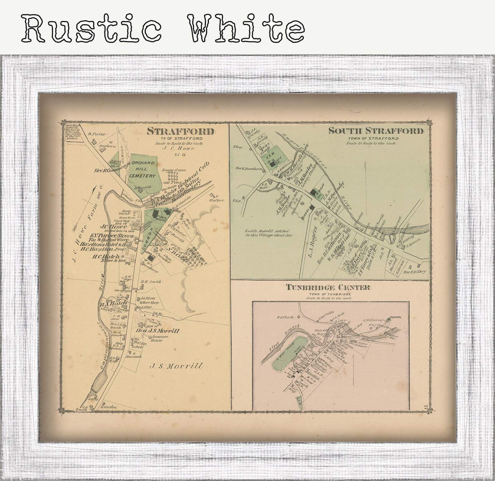 Villages of STRAFFORD and TUNBRIDGE Vermont 1877 Map Etsy