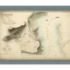 May include: An antique map of the city of New York, showing the layout of the city and surrounding areas. The map is hand-drawn and features a detailed depiction of the city's streets, buildings, and waterways. The map is titled "Plan of the City of New York" and is dated 1776.