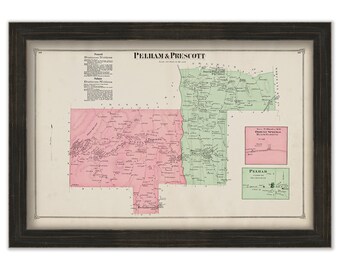 Towns of PELHAM and PRESCOTT, Massachusetts 1873 Map