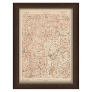 Greenfield, Shelburne, Deerfield and Bernardston, Massachusetts 1890 - Topographic Map - Replica and Genuine Original