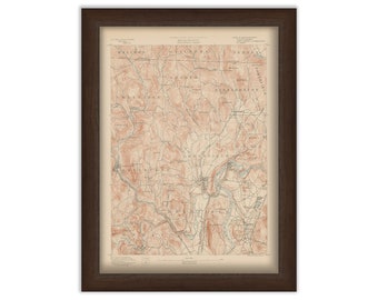 Greenfield, Shelburne, Deerfield and Bernardston, Massachusetts 1890 - Topographic Map - Replica and Genuine Original