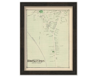 SOUTH HOPKINTON, Massachusetts 1875 Map - Replica or Genuine ORIGINAL
