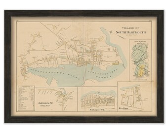 SOUTH DARTMOUTH, Massachusetts 1895 Map - Replica or GENUINE Original