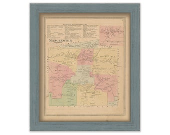 MANCHESTER, Hartford County, Connecticut, 1869 Map, Replica or GENUINE ORIGINAL