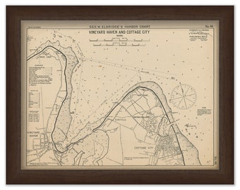 Vineyard Haven & Cottage City Martha's Vineyard - Nautical Chart by George W. Eldridge 1901
