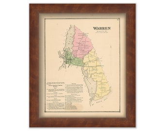 Town of WARREN, Rhode Island 1870 Map