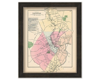 TAUNTON, Massachusetts 1871 Map - Replica or Genuine ORIGINAL