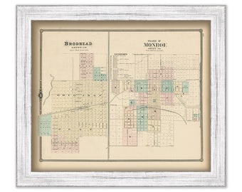 BRODHEAD and MONROE, Wisconsin 1878 Map, Replica or Genuine Original