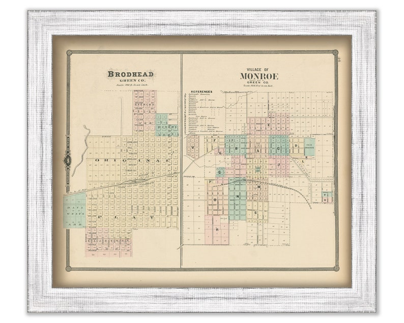 BRODHEAD and MONROE Wisconsin 1878 Map Replica or Genuine Etsy